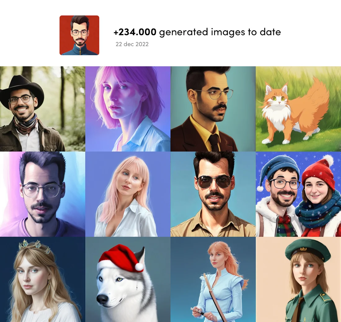 Imagined with AI 案例中的 AI 肖像产品展示